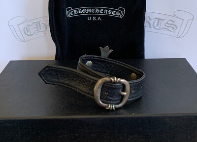 Chrome Hearts Large Silver Cross Leather Bracelet + Accessories | eBay