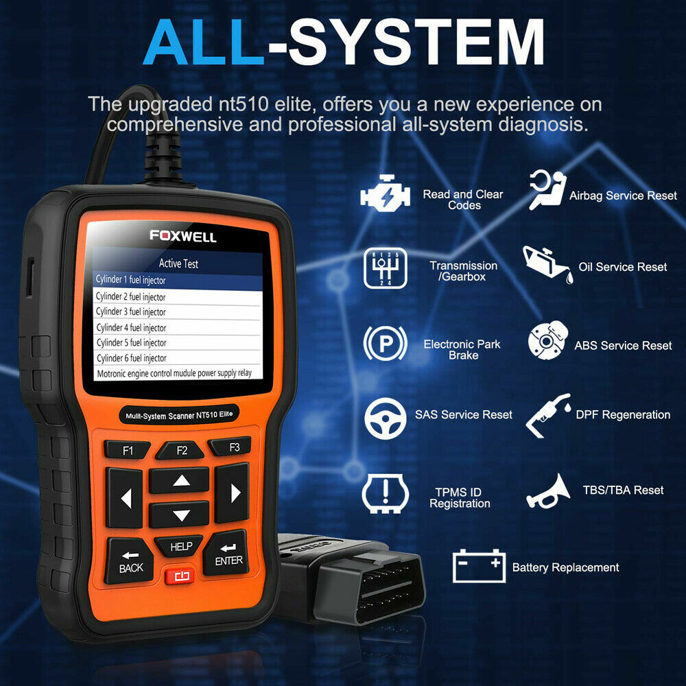 Para Foxwell NT510 OBD2 escáner versión de Software más reciente ABS SRS DPF TPM