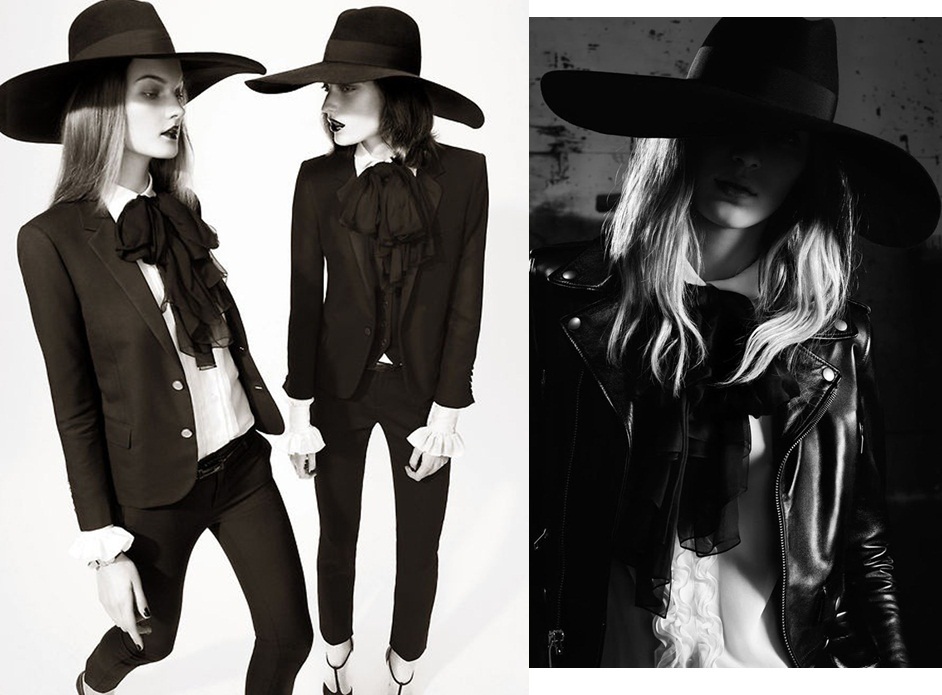 Saint Laurent Paris runway HEDI SLIMANE Fedora hat rabbit