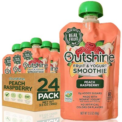 Outshine Peach Raspberry Yogurt Smoothie Pouches - Fruit Pouches, Ready-to-drink