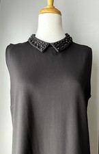 Cynthia Rowley Little Black Embellish Beaded Peter Pan Collar Cocktail Dress 12