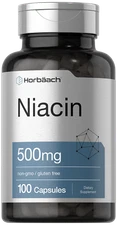 Niacin 500mg | 100 Capsules | Non-GMO, Gluten Free | Vitamin B3 | By Horbaach