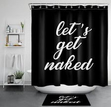 Retro Funny Quotes on Black and White Shower Curtain Bathroom Accessories Set