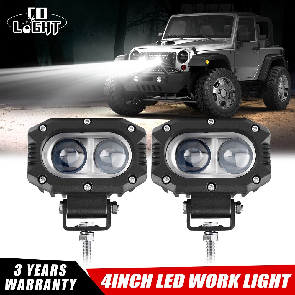 Pair 4'' LED Work Light Pods SPOT Offroad Driving Lamp For Jeep ATV UTV SUV 4WD
