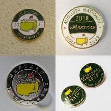 U.S. MASTERS PIN BADGE 2013 to 2023 Won by A.Scott, S. Garcia, P. Reed, T.Woods