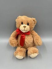 First  Main Brown Teddy Bear W/ Red Ribbon Bow Tie Plush Stuffed Animal 11"