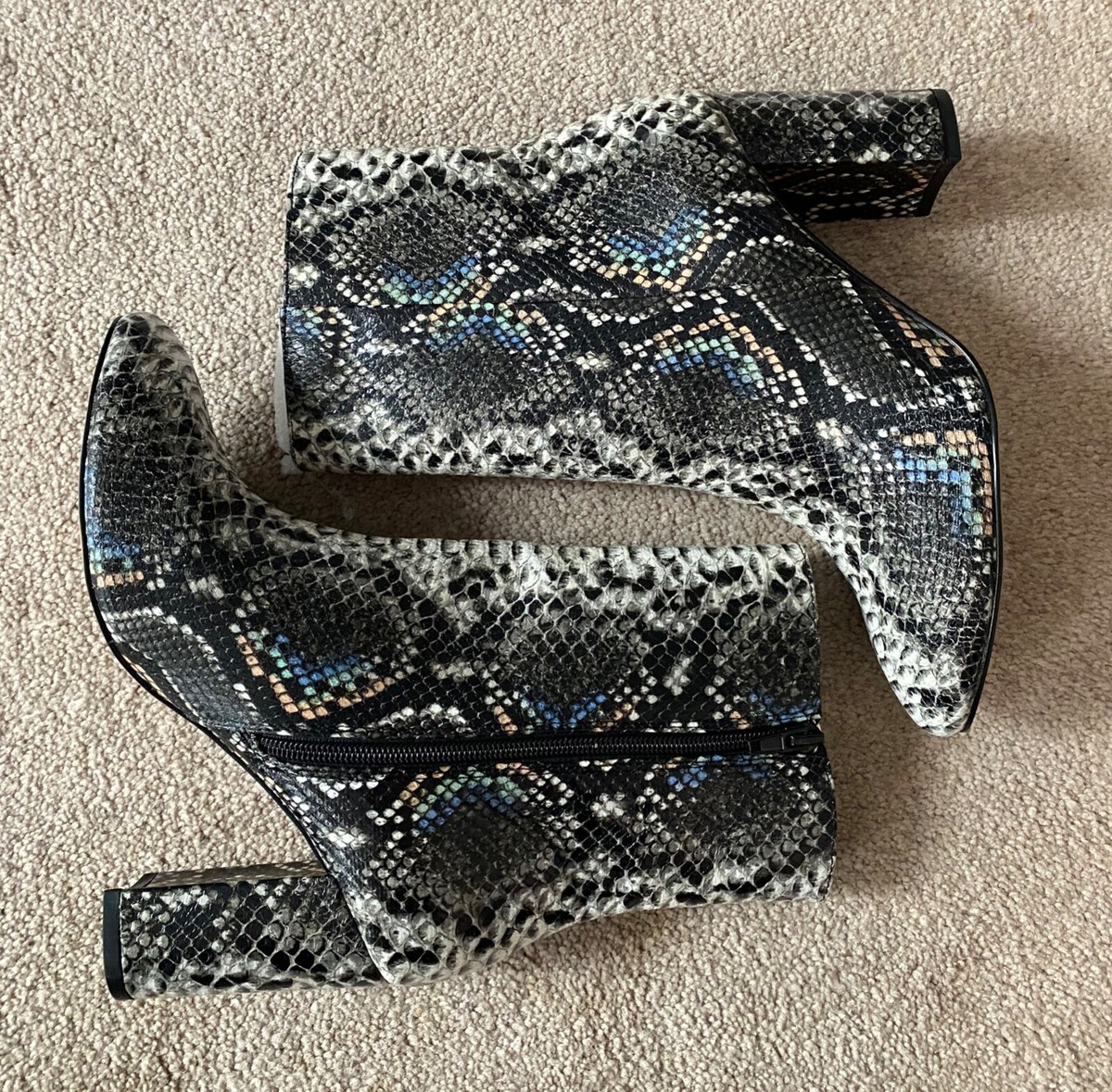 NIB! Chinese Laundry Koraline Faux Snakeskin Mid Calf Boot, Black - Main Image