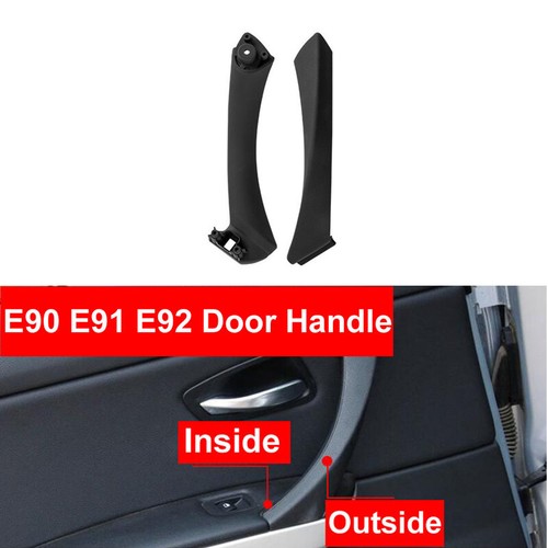 Black Left Side Inner Door Handle ABS Pull For BMW E90 E91 E92 Sedan