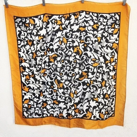 Foulard femme vintage Christian Dior 100% soie doré noir taille unique