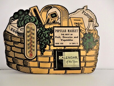 Vintage Advertising Calendar & Thermometer Sales Person's  Sample Grocery Market