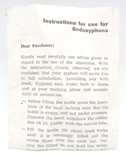 Vintage Sodasyphons Soda Syphon Instruction Manual Paper Leaflet Insert