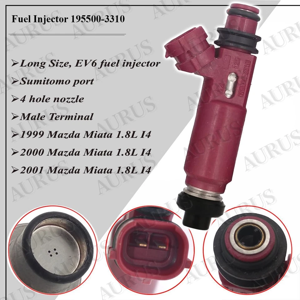 x4 Inyectores de combustible OEM DENSO para 1999 2000 Mazda Miata 1,8 L 195500-3310 842-12201 Foto 2 de 4