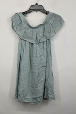 Forever 21 Womens Blue Stretch Off Shoulder Short Sleeve Formal Layered Dress M