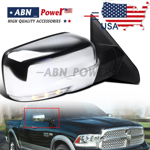 Right/Passenger Side For 2013-2019 Ram 1500 Power Fold+Heated+LED Signal Mirror