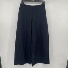 Zara Wide Leg Culottes Womens Small Navy Blue High Waist Side Zip Cropped Pants
