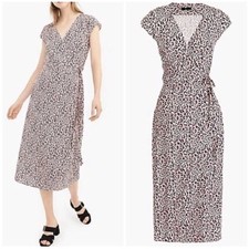 J. Crew Pink Animal Print Midi True Wrap Dress – Size M