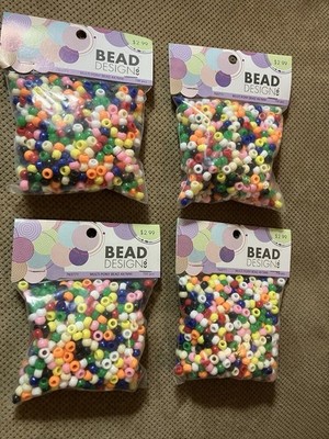 4 Pkg Bead Design Co Multi Pony Beads 4x7mm Assorted Colors - 700 Per Package