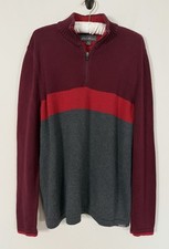 Eddie Bauer Men  s 1/4 Zip Mock Neck Pullover Sweater Cotton Knit Sz Large Tall