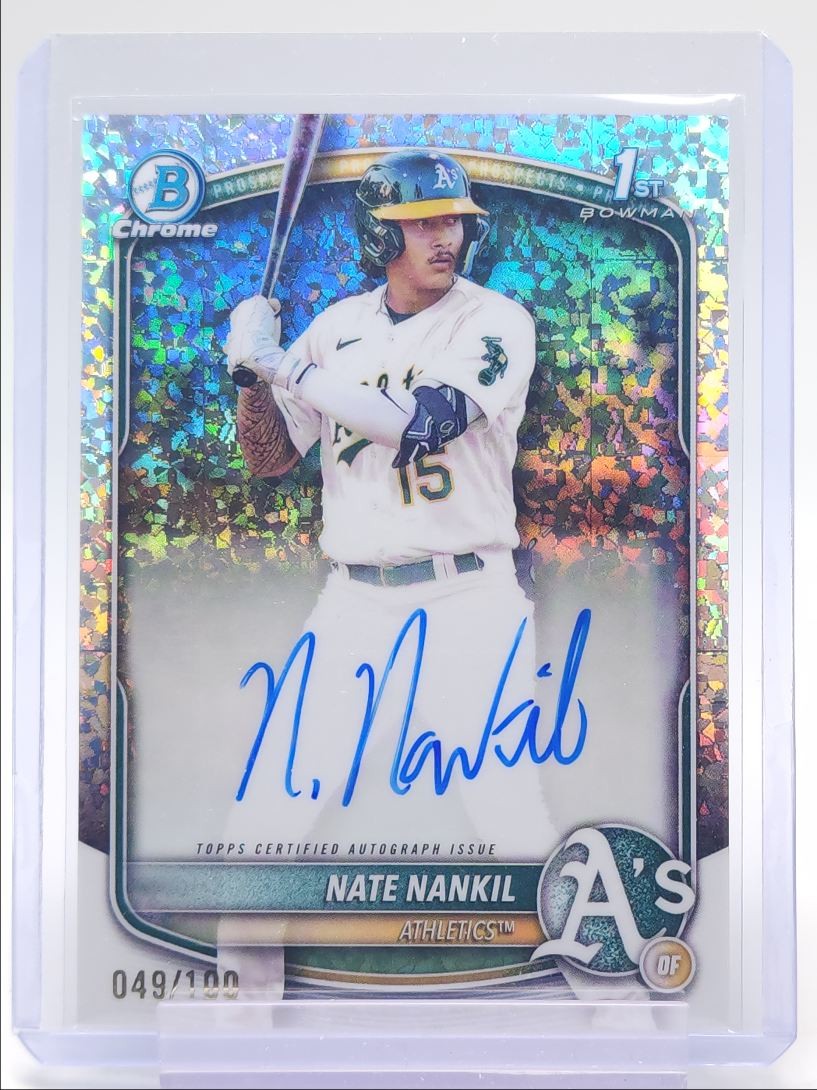 NATE NANKIL 2025 BOWMAN CHROME 1ST AUTOGRAPH MINI DIAMOND AUTO /100 Q2491