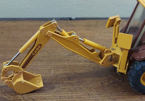 Vtg ERTL CASE 580K Tractor Loader Backhoe Yellow Die Cast Metal 1/32 Scale - Picture 10 of 14