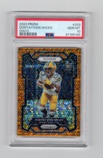 DONTAYVION WICKS 2023 EAGLES PRIZM ORANGE DISCO ROOKIE CARD PSA 10. rookie card picture