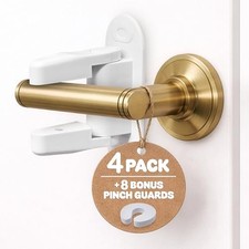 Door Locks for Kids Safety   Child Proof Door Lever Lock 4 Pack with 8 Pinch