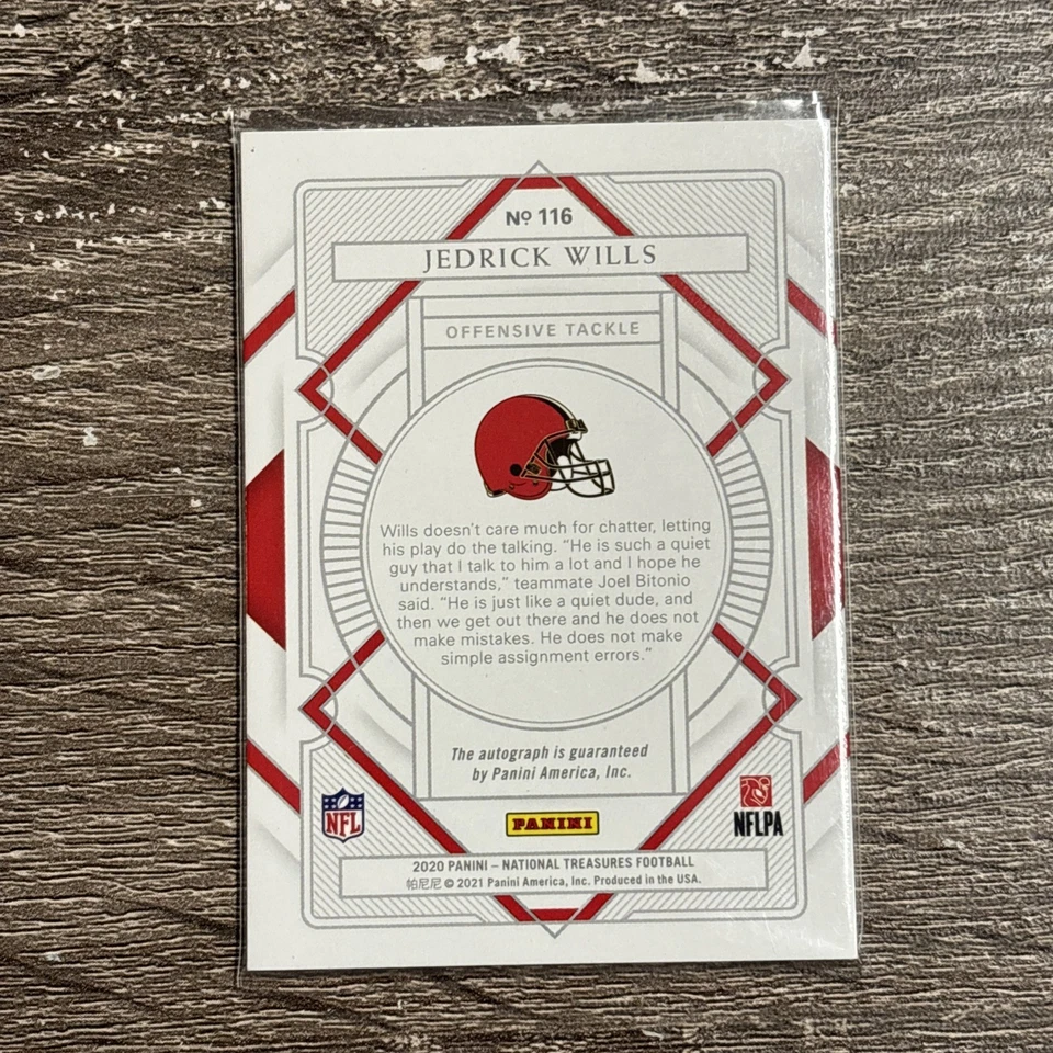 2020 Panini National Treasures Signatures Gold /35 Jedrick Wills Rookie Auto RC - Image 2 of 2