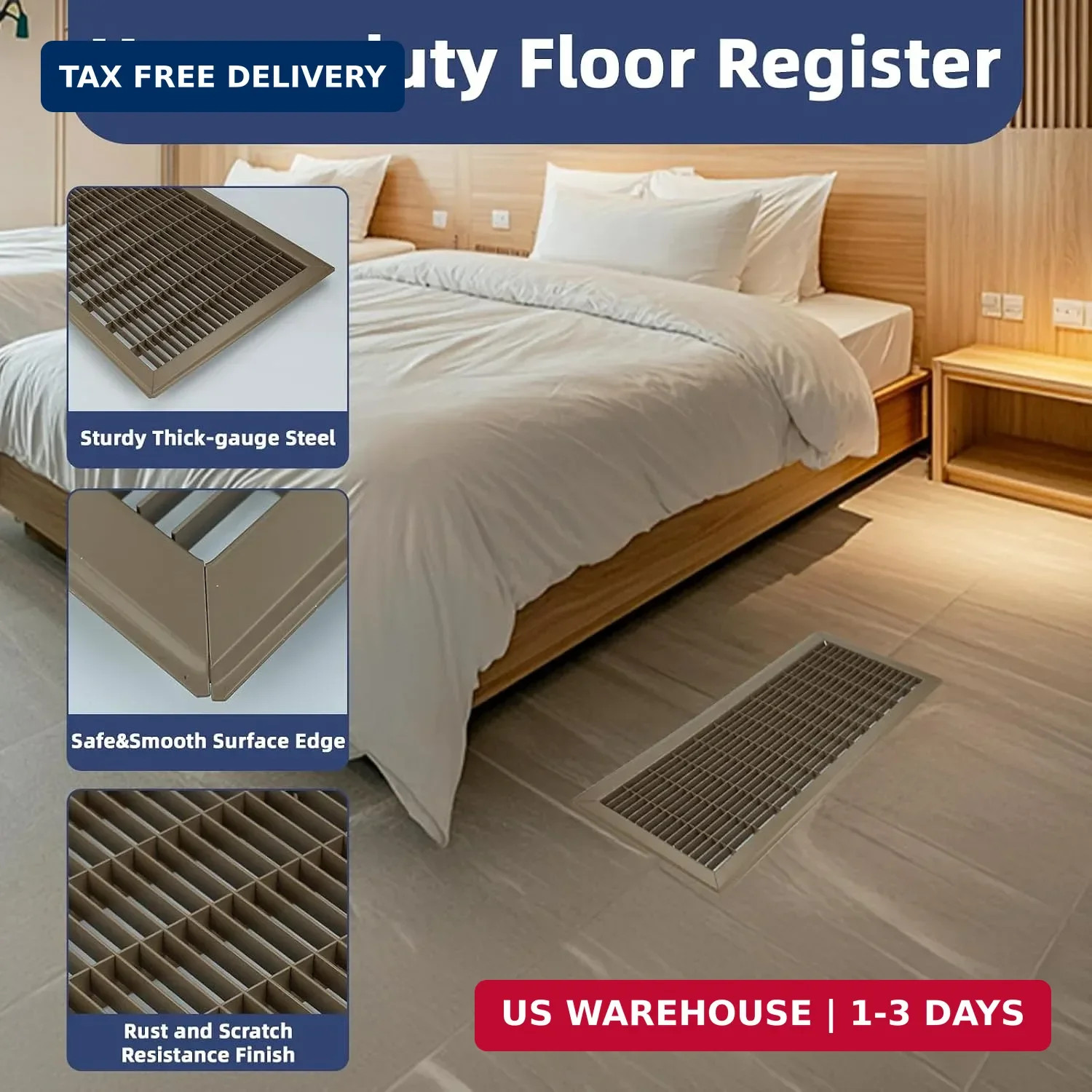 как выглядит 14x6 Floor Return Air Grille Fit 6x14 14x6" Duct Opening,Floor Register фото