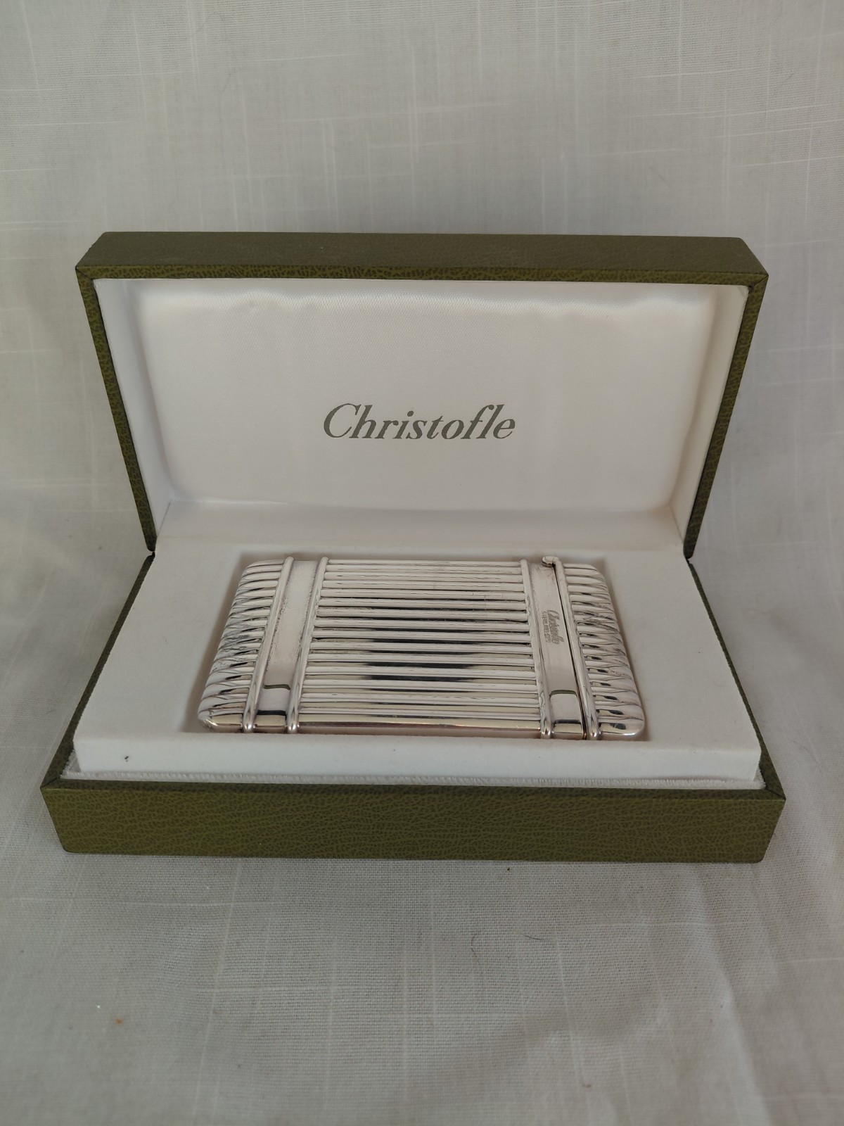 Vintage CHRISTOFLE STERLING 925 SILVER Buisness Card Case 76 Grams 2.7 ozs w/box
