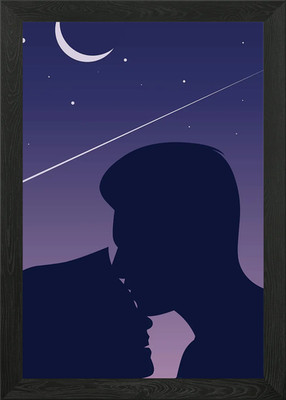 Vektor Romantik bei Nacht gerahmtes Wandbild Poster Leinwanddruck Bild