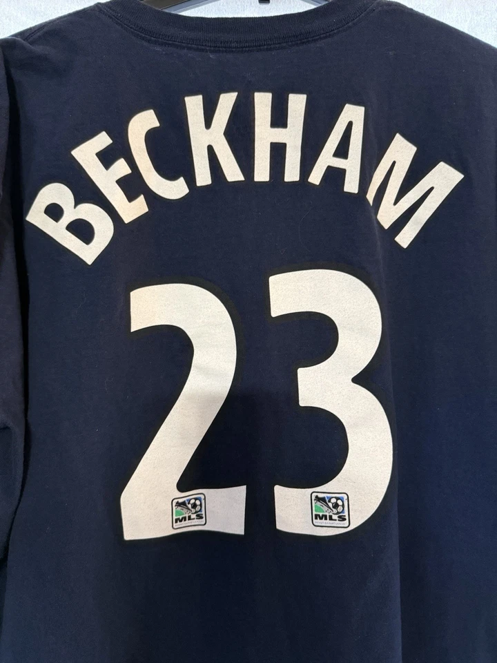Men’s Size XL - Adidas LA Galaxy Herbalife David Beckham Tshirt Navy - Image 4 of 4