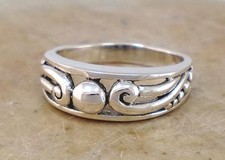EXOTIC STERLING SILVER FILIGREE SWIRL RING size 8.5 style r1408