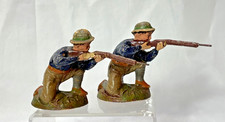 Pre 1955 O M Hausser Elastolin Soldiers With Rifles Composition Material Toys