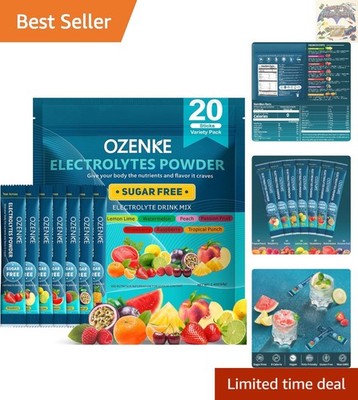 Rapid Hydration Packets - 20 Sugar-Free Electrolyte Sticks, Ideal for Travel