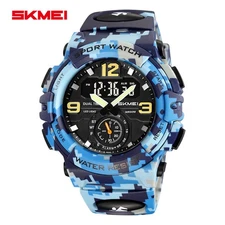 SKMEI Men Sport Watch Camouflage Wristwatch Dual Time Digital LED for Boys Watch