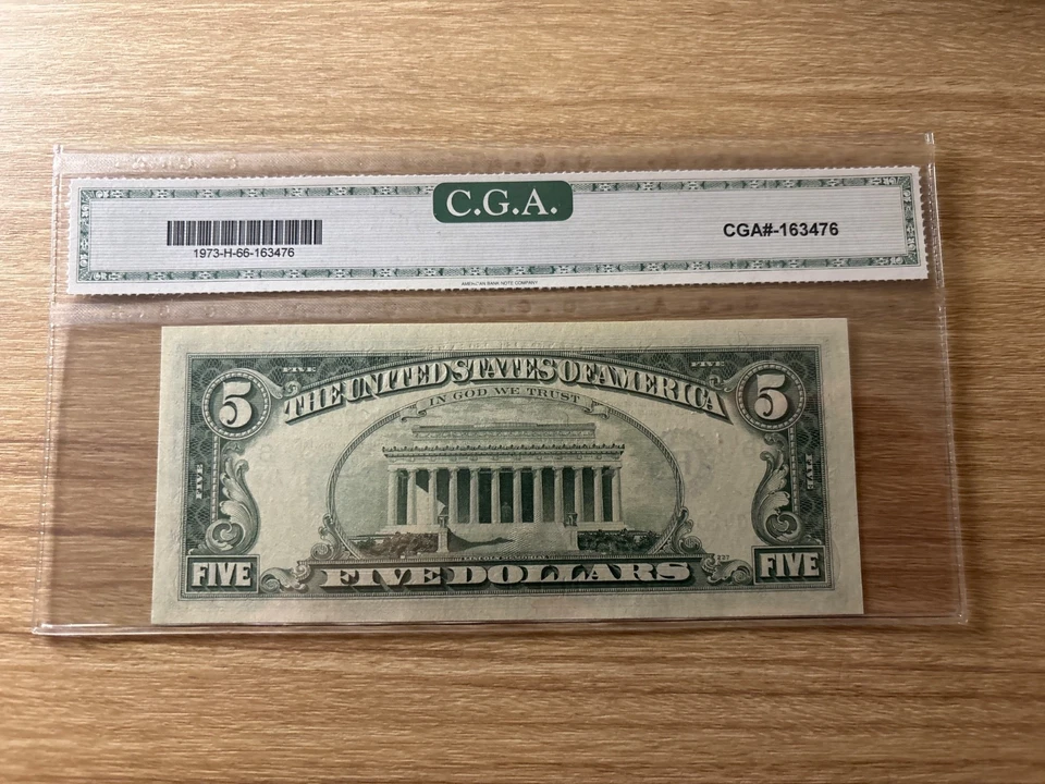 1974 $5 FRN St. Louis Fr. 1973-H CGA 66 Gem Uncirculated OPQ - Image 2 of 2