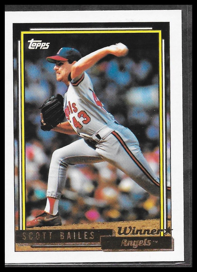 Scott Bailes | 1992 Topps #95 Gold Winners | California Angels | Baseball