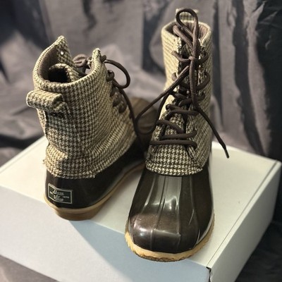 G. H. Bass & Co Women s 7 Harlequin Duck Boots Houndstooth Rain Waterproof