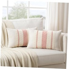 Set of 2 Boho Lumbar Decorative Throw Pillow Cover 20" x 12" Pack of 2 Pink