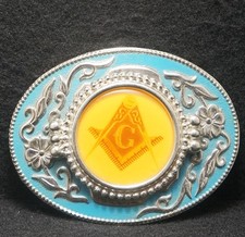 WI13136 FANTASTIC VINTAGE 1970s  MASONIC SYMBOL  ORGANIZATION MENS BELT BUCKLE