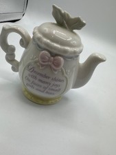 Precious Moments Teapot December Shines Small Girls Boys Ceramic Figurine used