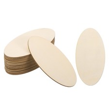 140x70x2mm Wood Pieces, 20 Pack Unfinished Oval Wood Shapes Wooden Cutouts