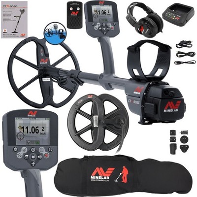 Minelab CTX 3030 Metal Detector w/ 2 Waterproof DD Coils & Carry Bag
