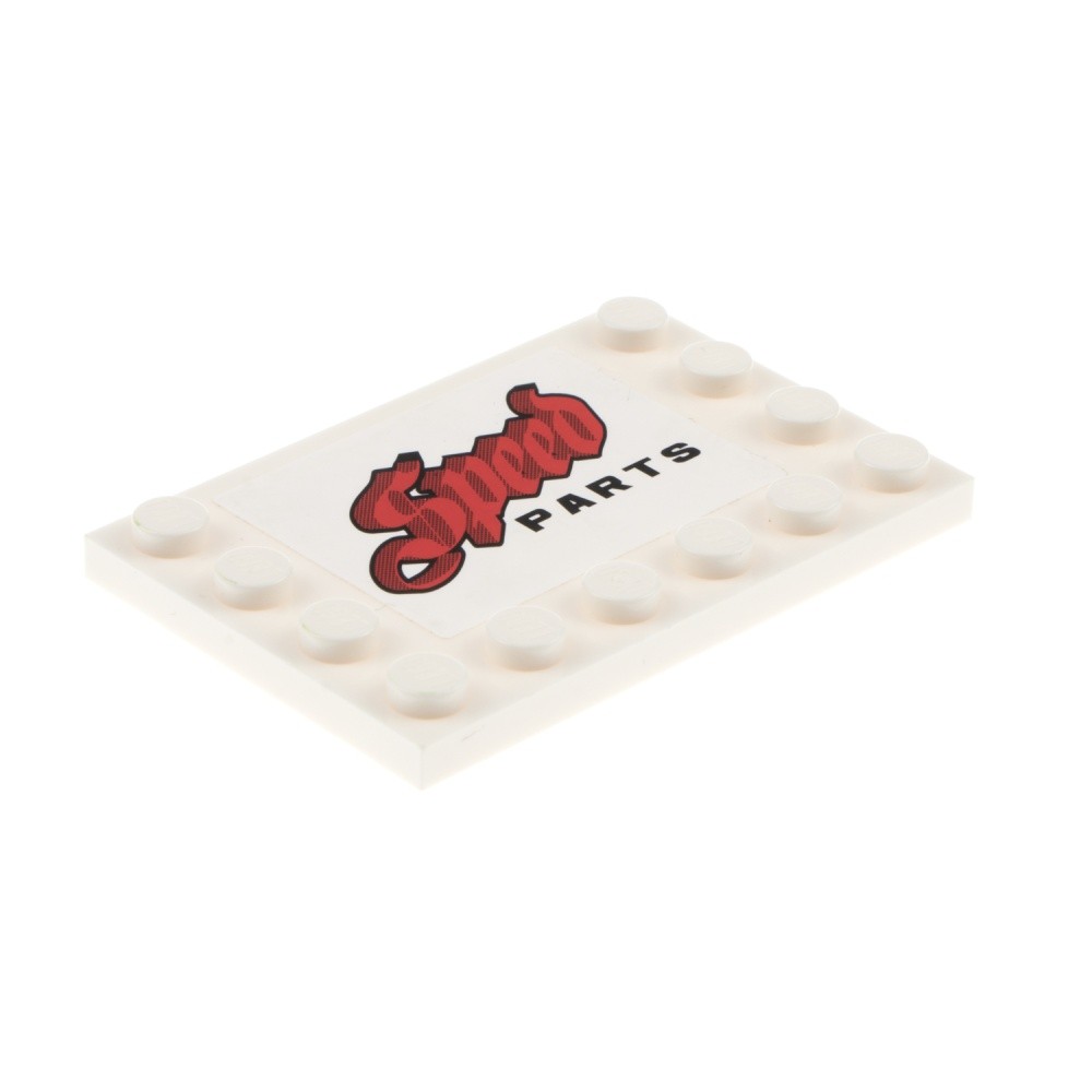 1x Lego Tile Modified 4x6 White Sticker Speed Parts Red 8154 6180pb104