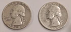 1936-S & 1938-S 90% Silver Quarters. 2 Coin Lot Circulated.