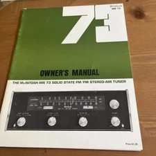 McIntosh MR73 Solid State FM Stereo AM Tuner Owner’s Manual 
