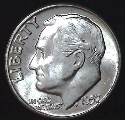 #ad 1957 P 10C Roosevelt Dime BU 90% Silver 26owt0306 7 $7.99
