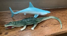 Squeaky Plastic/Rubber Novelty Toys - Shark 10 1/4" long & Alligator 16" long