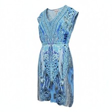 Millers Dress 12 Sleeveless Maxi V Neck Long Shift Dress Beaded Blue
