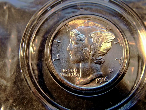 1916 P  MERCURY DIME BU MS++++ GEM FULL SPLIT BANDS GREAT STRIKE